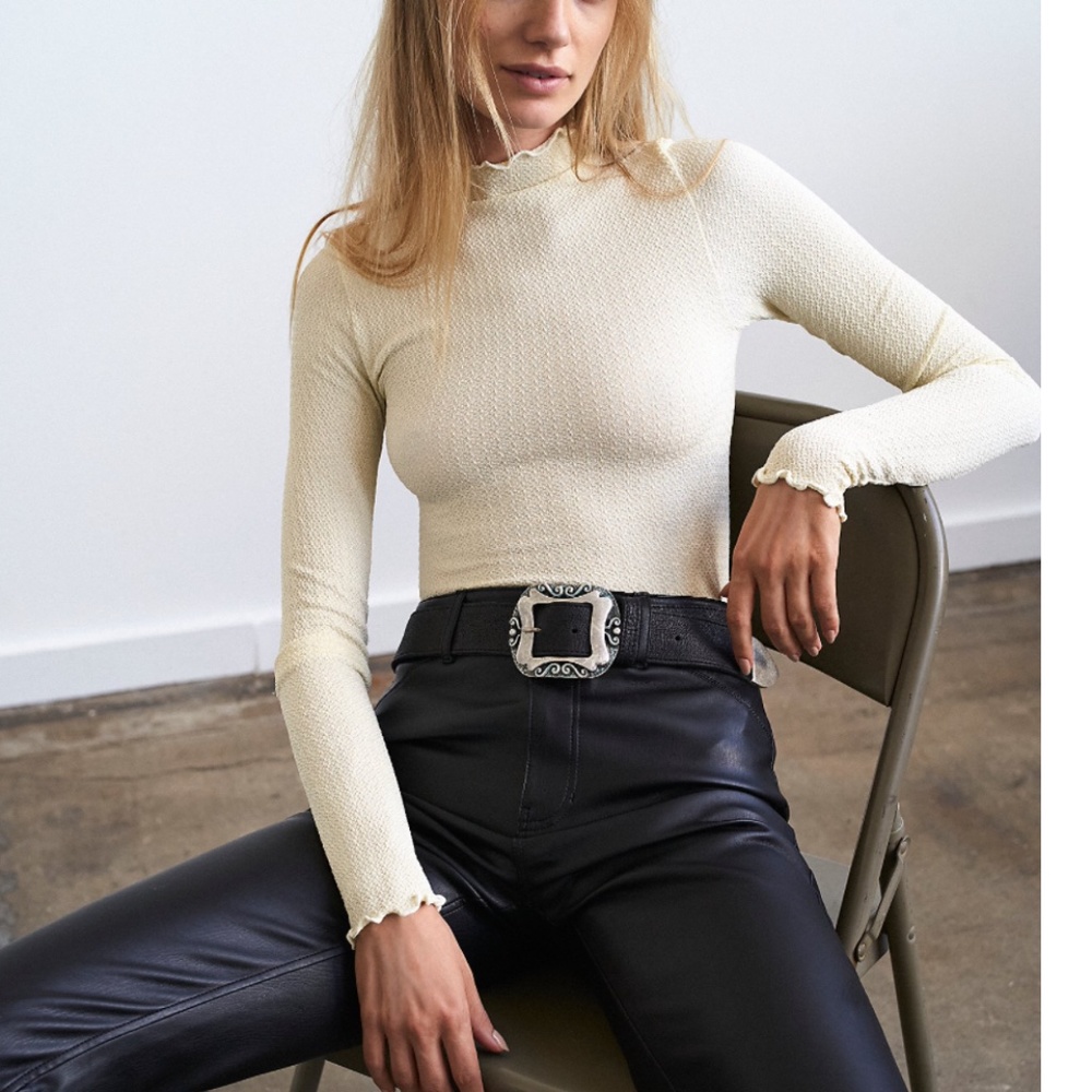 Free People Mockneck Bodysuit BLACK size Xs/s